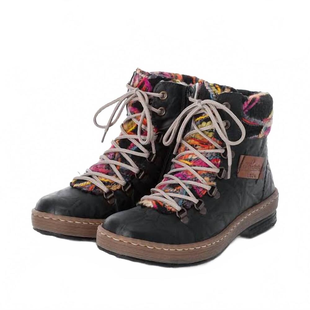 NEW RIEKER women's flat heel boots in black